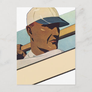 Vintage Sports Baseball Batter, Stylized Art Postcard