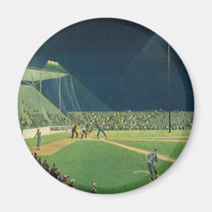 Vintage Sports, Baseball Game at Night Magnet