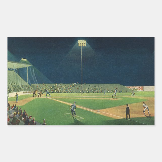 Vintage Sports, Baseball Game at Night Sticker (Front)