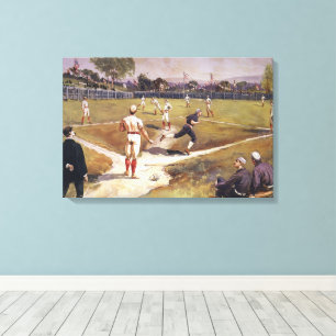 Vintage Sports Baseball Game by Henry Sandham Canvas Print