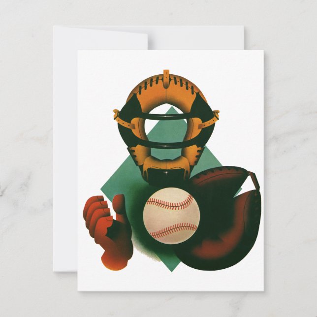 Vintage Sports Baseball Player, Catcher with Mitt (Front)