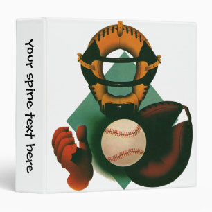 Vintage Sports Baseball Player, Catcher with Mitt Binder