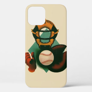 Vintage Sports Baseball Player, Catcher with Mitt iPhone 12 Case