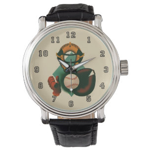 Vintage Sports Baseball Player, Catcher with Mitt Watch