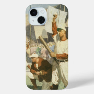 Vintage Sports, Baseball Players at a Game iPhone 15 Case