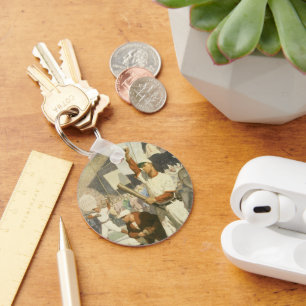 Vintage Sports, Baseball Players at a Game Keychain