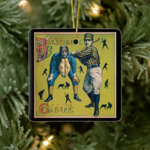 Vintage Sports Baseball Players at the Home Game Ceramic Ornament