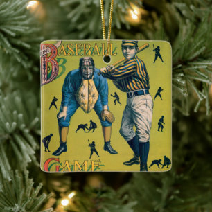 Vintage Sports Baseball Players at the Home Game Ceramic Ornament