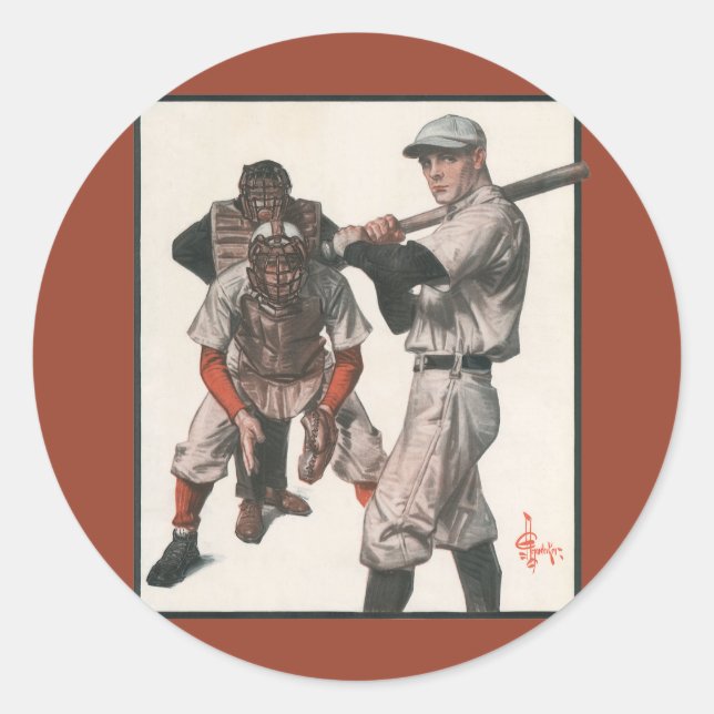 Vintage Sports Baseball Players Classic Round Sticker (Front)