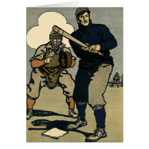 Vintage Sports Baseball Players, Stylized Art