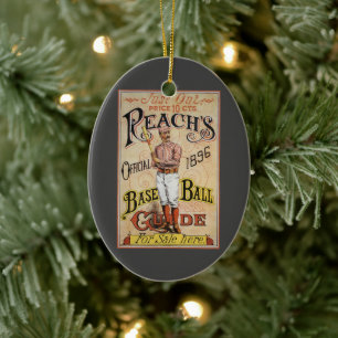 Vintage Sports Baseball, Reach's Guide Cover Art C Ceramic Ornament