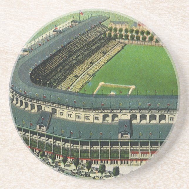 Vintage Sports Baseball Stadium, Aerial View Coaster (Front)