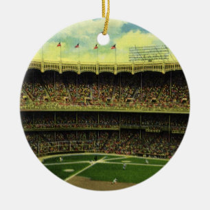 Vintage Sports Baseball Stadium with Crowds Ceramic Ornament