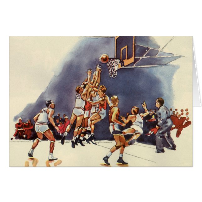 Vintage Sports Basketball, Players in a Game (Front Horizontal)