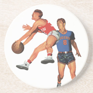 Vintage Sports, Basketball Players in a Game Coaster