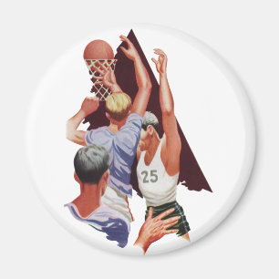Vintage Sports, Basketball Players in a Game Magnet