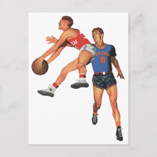 Vintage Sports, Basketball Players in a Game Postcard