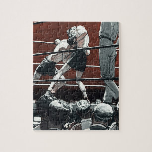 Vintage Sports Boxing, Boxers Fight in the Ring Jigsaw Puzzle