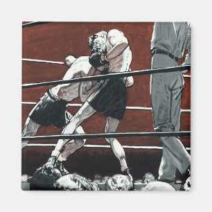 Vintage Sports Boxing, Boxers Fight in the Ring Magnet