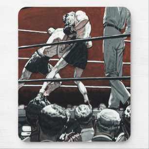 Vintage Sports Boxing, Boxers Fight in the Ring Mouse Pad