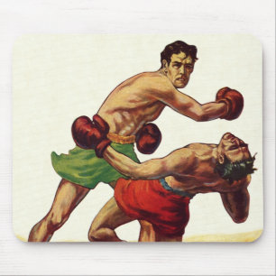 Vintage Sports Boxing, Boxers in a Fight Mouse Pad