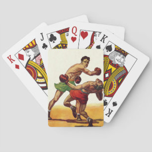 Vintage Sports Boxing, Boxers in a Fight Playing Cards