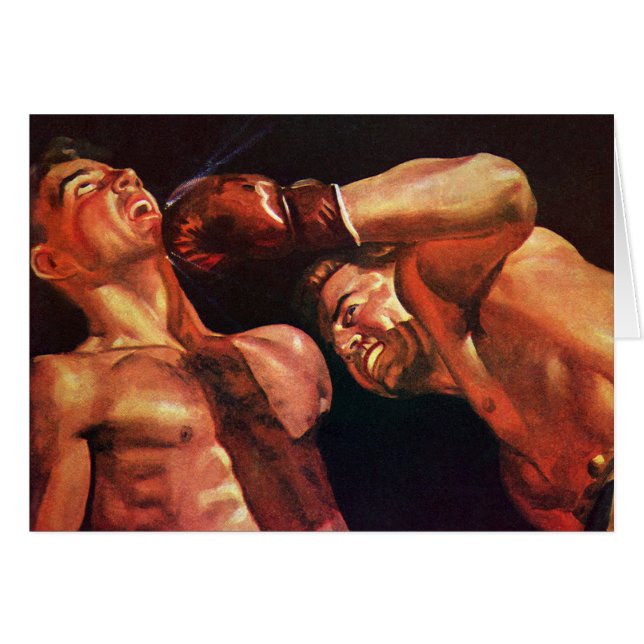 Vintage Sports Boxing, Boxers Punching Fight (Front Horizontal)