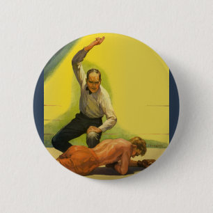 Vintage Sports Boxing, Referee with Boxer Knockout 2 Inch Round Button