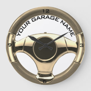 vintage sports car wood chrome steering wheel large clock