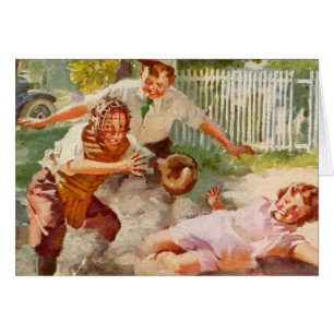 Vintage Sports, Children Play Stickball Baseball