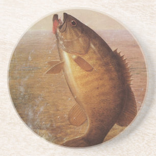 Vintage Sports Fishing, Largemouth Brown Bass Fish Coaster