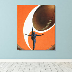 Vintage Sports, Football Player Kicking the Ball Canvas Print