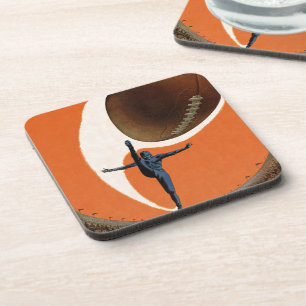 Vintage Sports, Football Player Kicking the Ball Coaster