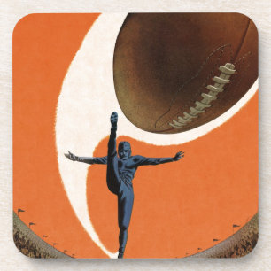 Vintage Sports, Football Player Kicking the Ball Coaster