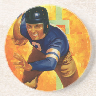 Vintage Sports Football Player Quarterback Running Coaster