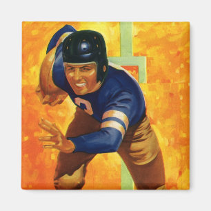 Vintage Sports Football Player Quarterback Running Magnet