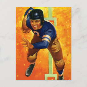 Vintage Sports Football Player Quarterback Running Postcard