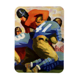 Vintage Sports, Football Players in a Game Magnet