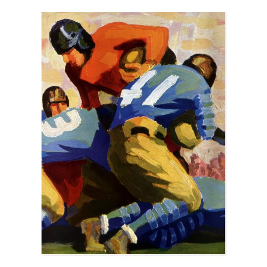 Vintage Sports, Football Players in a Game Postcard