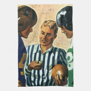 Vintage Sports, Football Referee Coin Toss Kitchen Towel
