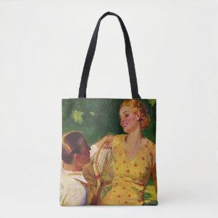 Vintage Sports Tennis, Love and Romance Tote Bag