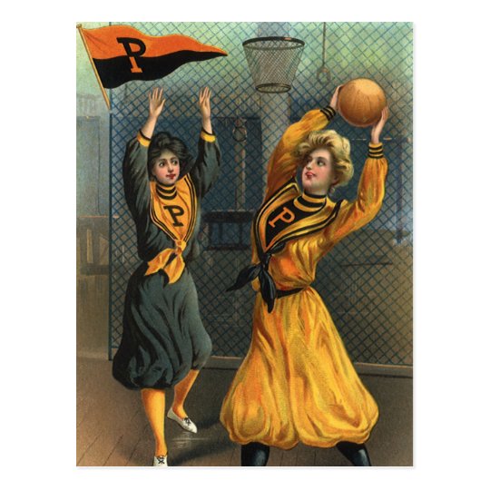 Vintage Sports, Women Team Playing Basketball Game Postcard