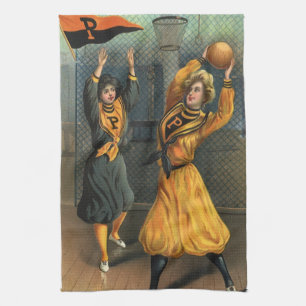 Vintage Sports, Women's Basketball Team at Game Kitchen Towel