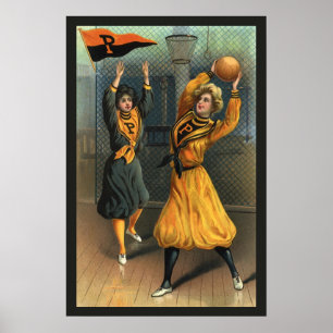 Vintage Sports, Women's Basketball Team at Game Poster