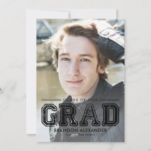 Vintage Sporty Editable Colour Graduation Invitation (Front)