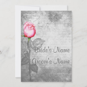 Vintage Spot Colour Pink Rose Wedding Invitation