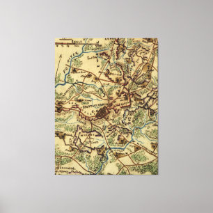 Vintage Spotsylvania Virginia Civil War Map (1865) Canvas Print