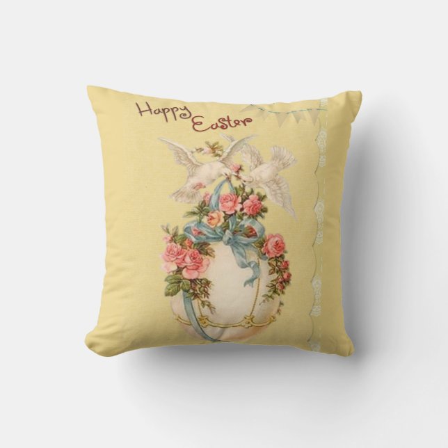 Vintage Spring And Easter Egg Throw Pillow (Front)