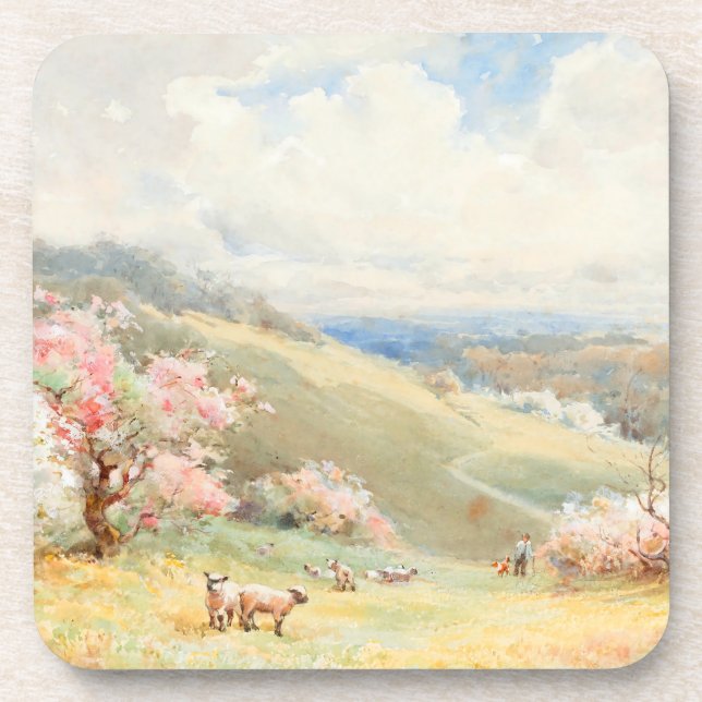 Vintage Spring by Joseph Rubens Powell Coaster (Front)