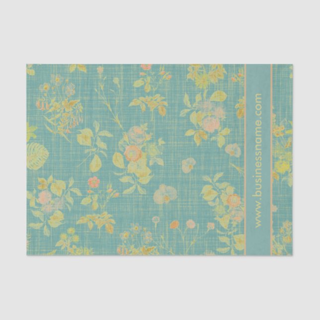 Vintage Spring Floral Custom Text Tissue Paper (Front)